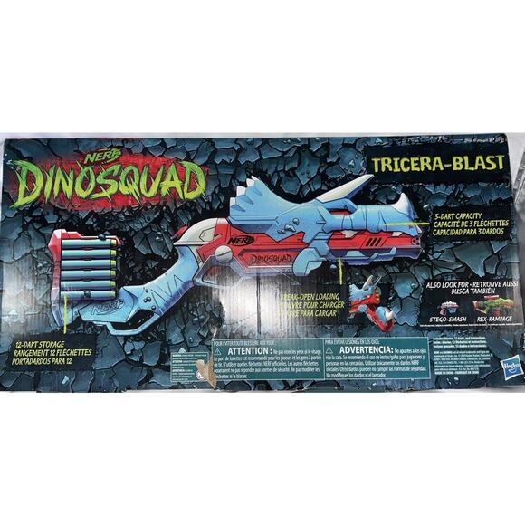 NEW NERF DINOSQUAD TRICERA BLAST TOY BLASTER 3 DART CAPACITY 12 DART STORAGE - Picture 2 of 5
